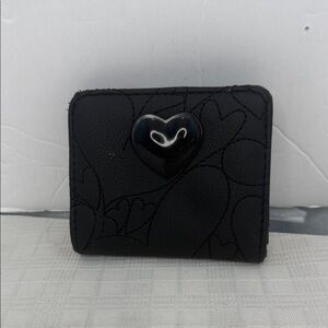 Betsey Johnson Snap Flap Wallet Hearts Black